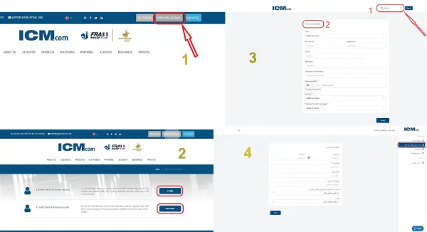 مراحل آموزش ثبت نام و افتتاح حساب در بروکر ICM Capital