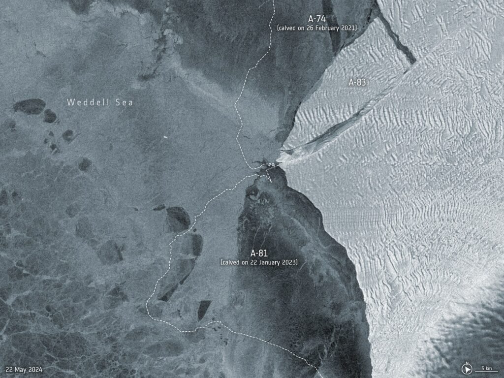 1716850428 177 کوه یخ غول‌پیکر 380 کیلومترمربعی از جنوبگان جدا شد ساحل دانش